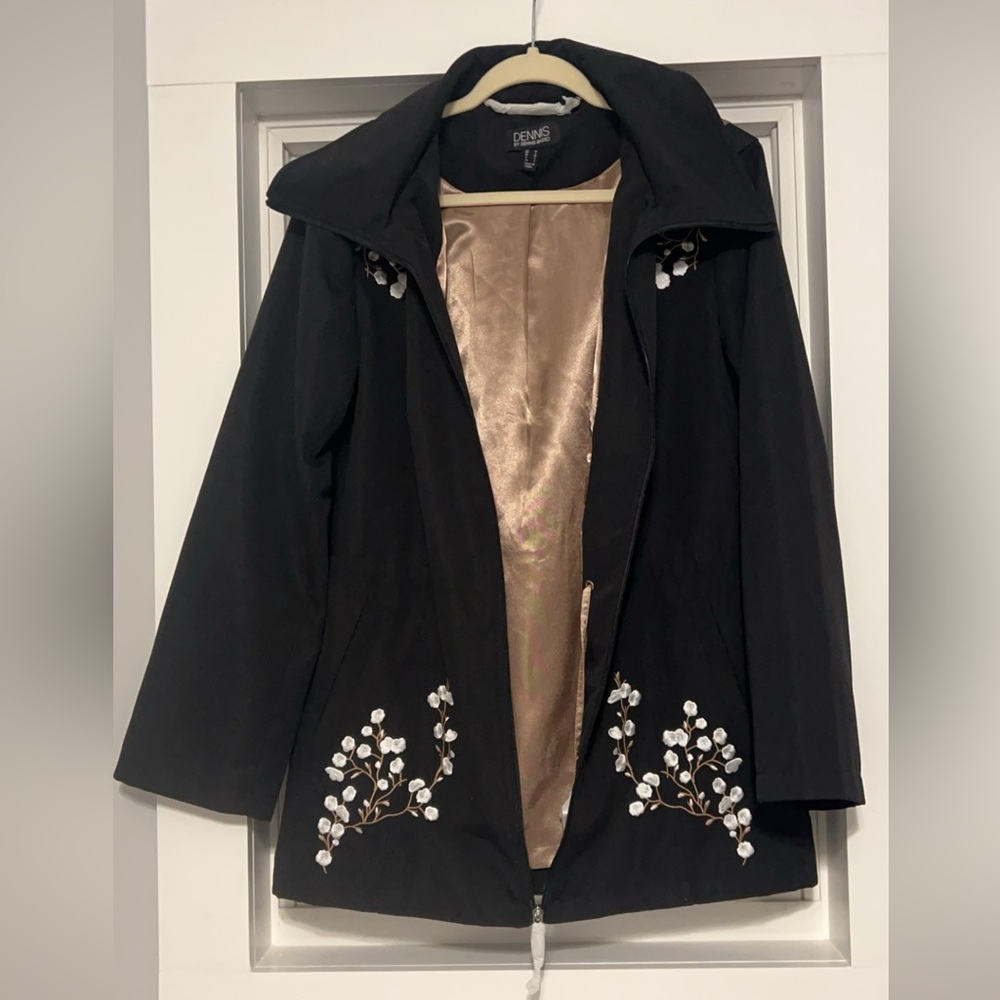 Dennis by Dennis Basso Black Floral Rainjacket